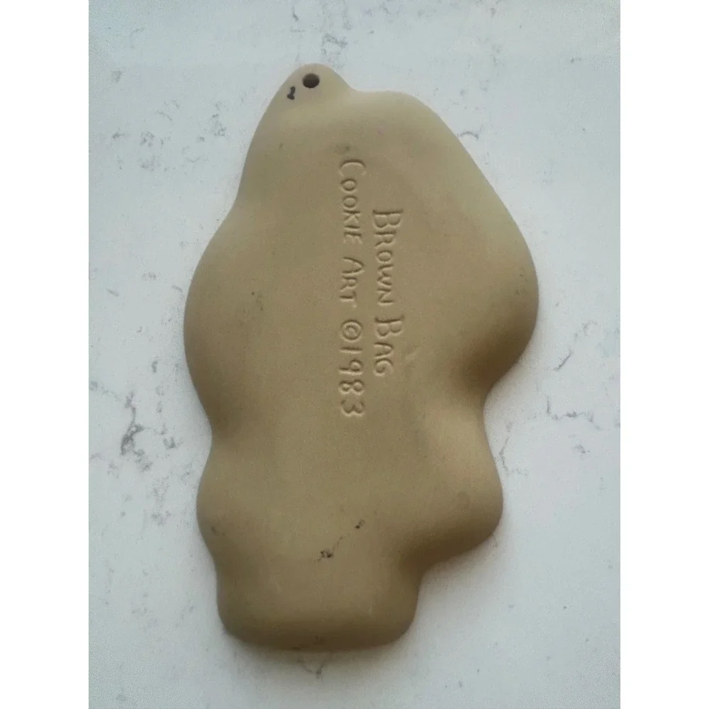 Vintage 1983 Brown Bag Cookie Art Santa‎ Claus Stoneware Cookie Mold Christmas